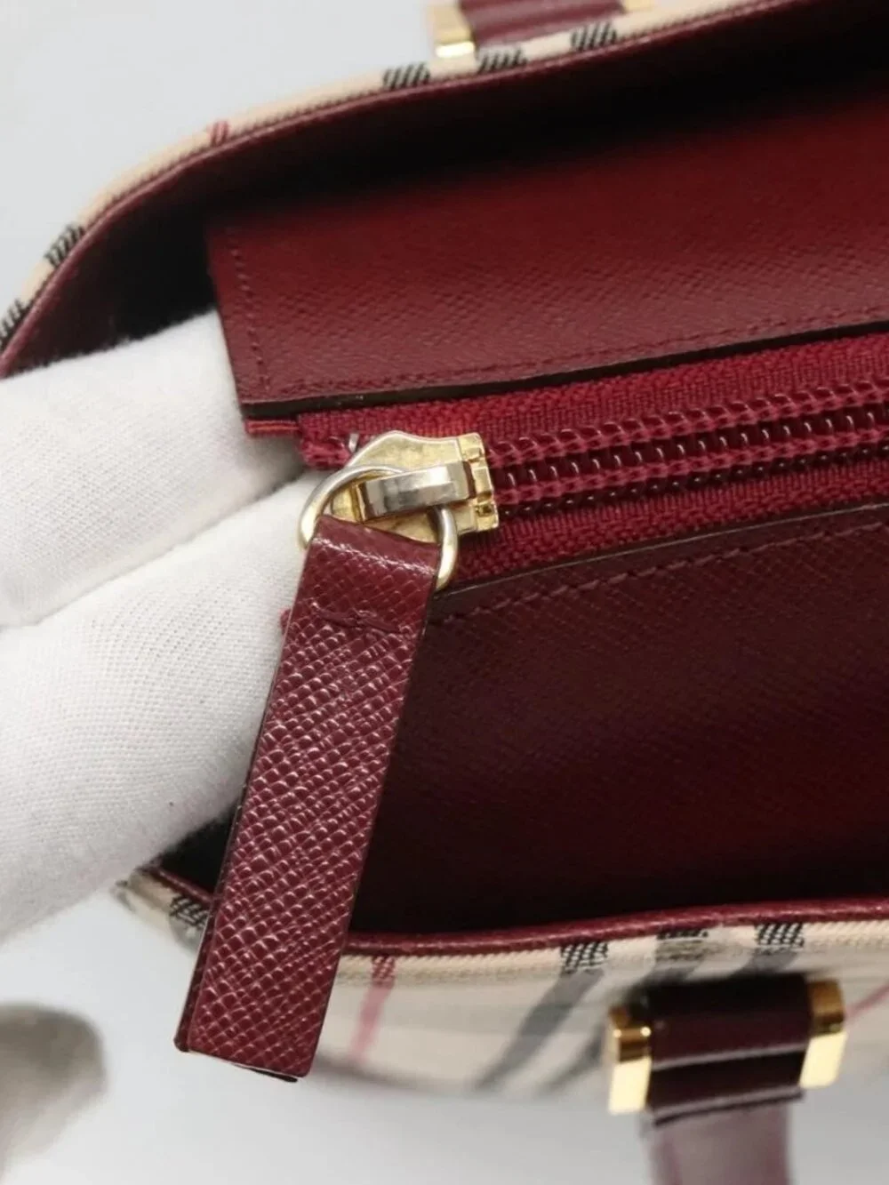 BURBERRY Nova Check Tote Bag Canvas Beige Gold Auth 118162 - Picture 10 of 14